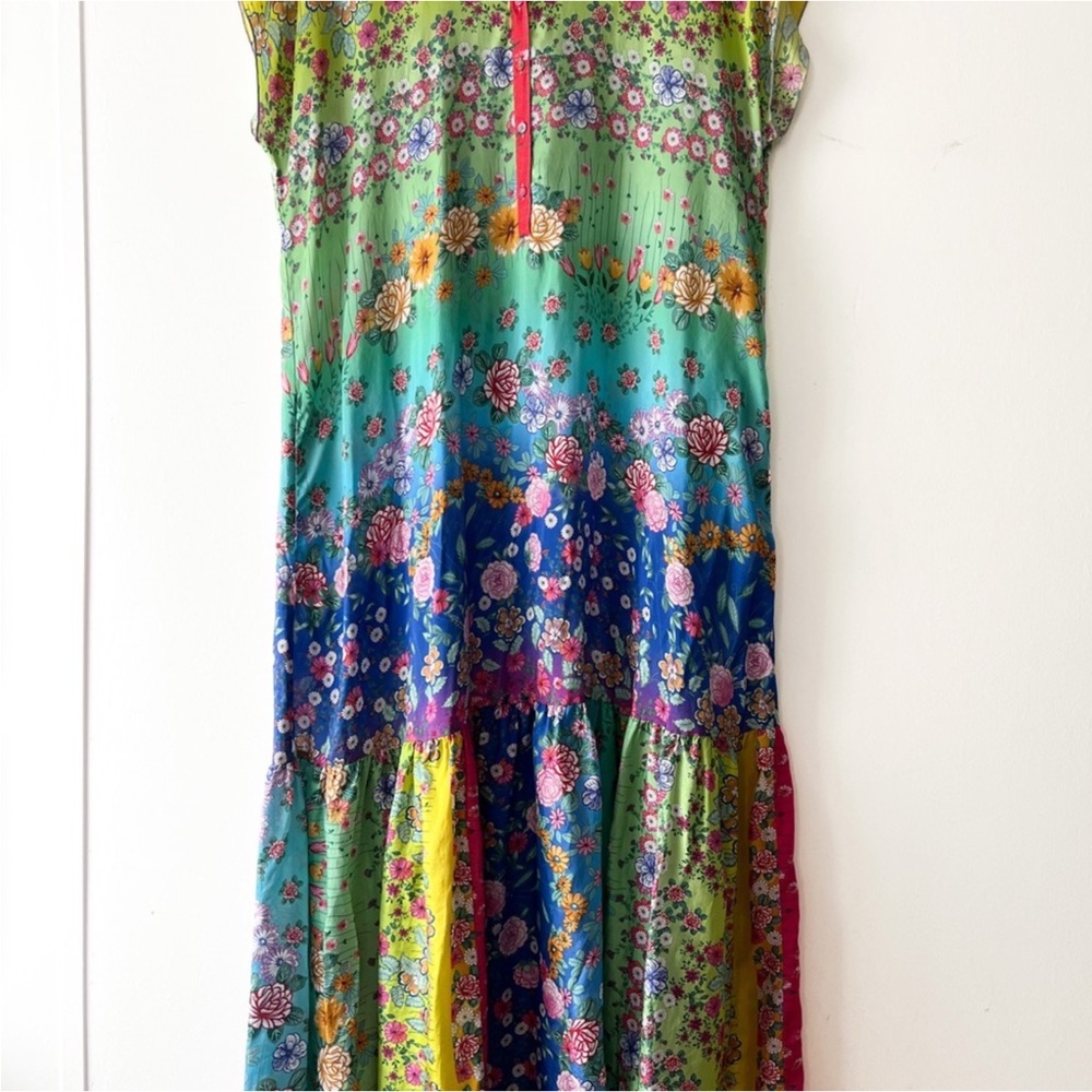 Johnny Was Silk Alba Rainbow Floral Dress - Picture 4 of 10